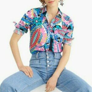 J. Crew Multicolor Patterned Button-Up Shirt
